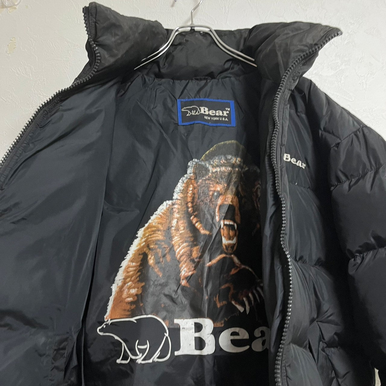 0001【Bear】logo embroidery design Bear print down jacket/ロゴ刺繍